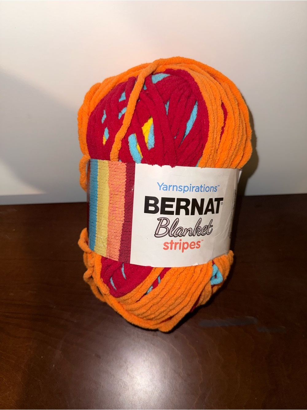 Blanket Stripes Yarn - Orange, Red, Yellow, and Blue Multicolor Craft Kit Cake